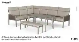Multi bazar Tierra Antonio lounge dining hoeksalon twinkle met tafel en bank aanbieding
