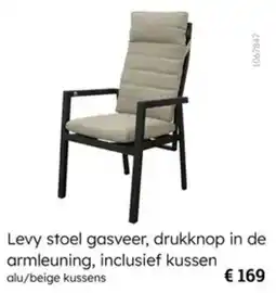 Multi bazar Levy stoel gasveer, drukknop in de armleuning, inclusief kussen aanbieding