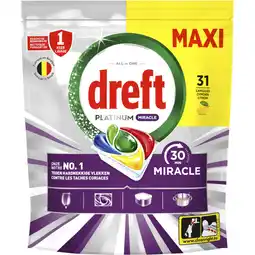 Albert Heijn Dreft Platinum miracle maxi vaatwascapsules aanbieding