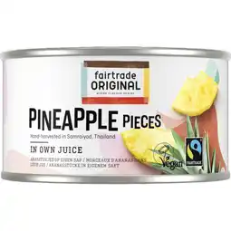 Albert Heijn Fairtrade Original Ananas stukjes op eigen sap aanbieding