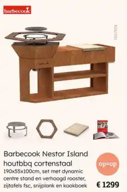 Multi bazar Barbecook Nestor Island houtbbq cortenstaal aanbieding