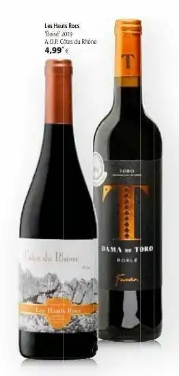 Colruyt Les hauts rocs boisé 2019 a.o.p. côtes du rhône aanbieding