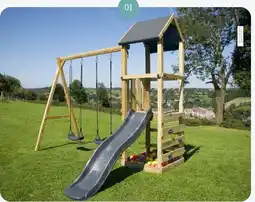 Multi bazar Schommel Zoja met toren en glijbaan antraciet aanbieding