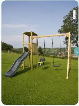 Multi bazar Schommel Lila met toren en glijbaan antraciet aanbieding