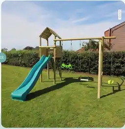 Multi bazar Schommel Maeva met toren en glijbaan antraciet aanbieding