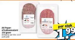 Albert Heijn AH Peper of kalkoensalami aanbieding