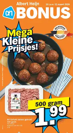 Albert Heijn AH Gehakt varken gekruid 500 gram aanbieding
