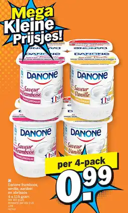 Albert Heijn Danone framboos, vanille, aardbei en abrikoos 4 x 115 gram aanbieding