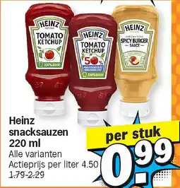 Albert Heijn Heinz snacksauzen 220 ml aanbieding