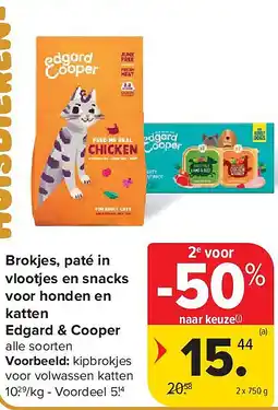 Carrefour Brokjes, paté in vlootjes en snacks voor honden en katten Edgard & Cooper aanbieding