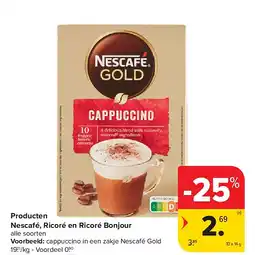 Carrefour Producten Nescafé, Ricoré en Ricoré Bonjour aanbieding