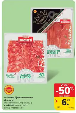 Carrefour Italiaanse fi jne vleeswaren Montorsi aanbieding