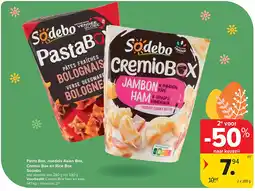 Carrefour Pasta Box, noedels Asian Box, Cremio Box en Rice Box Sodebo aanbieding