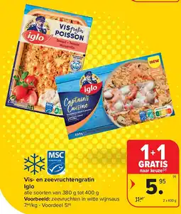 Carrefour Vis- en zeevruchtengratin Iglo aanbieding