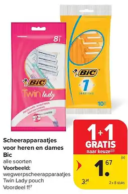 Carrefour Scheerapparaatjes voor heren en dames Bic aanbieding