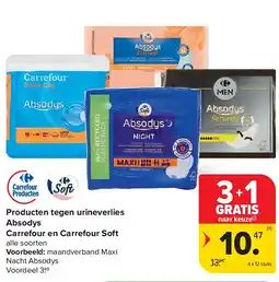 Carrefour Producten tegen urineverlies Absodys Carrefour en Carrefour Soft aanbieding