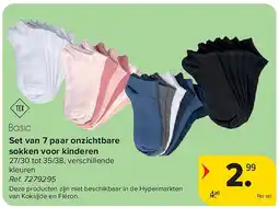 Carrefour Set van 7 paar onzichtbare sokken voor kinderen aanbieding