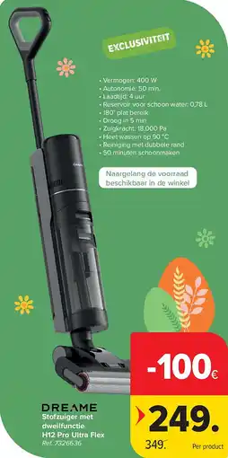 Carrefour Stofzuiger met dweilfunctie H12 Pro Ultra Flex aanbieding