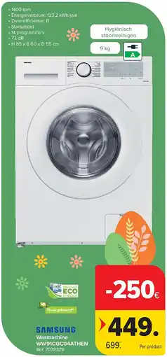 Carrefour Wasmachine WW91CGC04ATHEN aanbieding