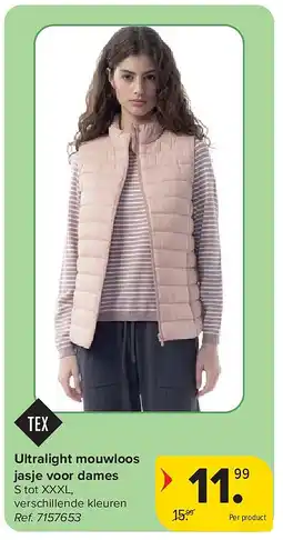 Carrefour Ultralight mouwloos jasje voor dames aanbieding