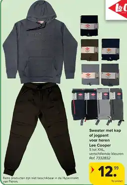 Carrefour Sweater met kap of jogpant voor heren Lee Cooper aanbieding