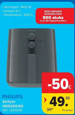 Carrefour Airfryer HD9200/60 aanbieding
