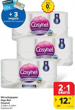 Carrefour Wit toiletpapier Giga Roll Cosynel aanbieding