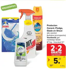 Carrefour Producten Canard, Pledge, Glade en Shout aanbieding