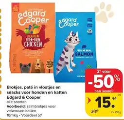 Carrefour Brokjes, paté in vlootjes en snacks voor honden en katten Edgard & Cooper aanbieding