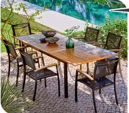 Carrefour Set tafel + 6 armstoelen Gaya aanbieding