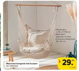 Carrefour Macramé hangmat met kussen aanbieding