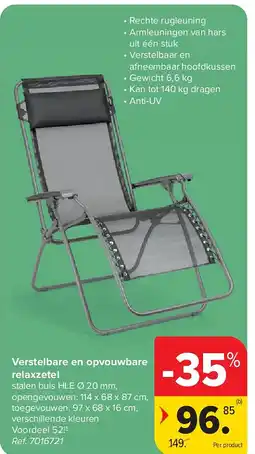 Carrefour Verstelbare en opvouwbare relaxzetel aanbieding