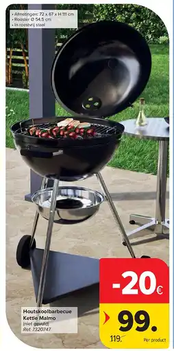 Carrefour Houtskoolbarbecue Kettle Malmo aanbieding