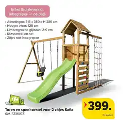 Carrefour Toren en speeltoestel voor 2 zitjes Safi a aanbieding