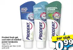 Albert Heijn Prodent fresh gel cool mint of menthol power tandpasta tube aanbieding