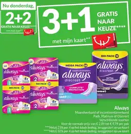 Intermarché Always Maandverband of incontinentieverband Pads, Platinum of Discreet aanbieding