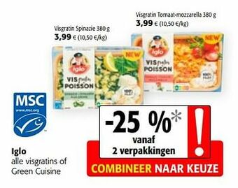 Colruyt Iglo alle visgratins of green cuisine aanbieding