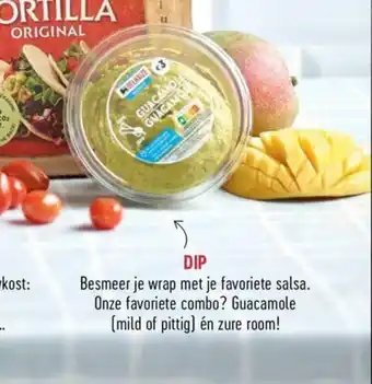 Dip besmeer je wrap met je favoriete salsa.