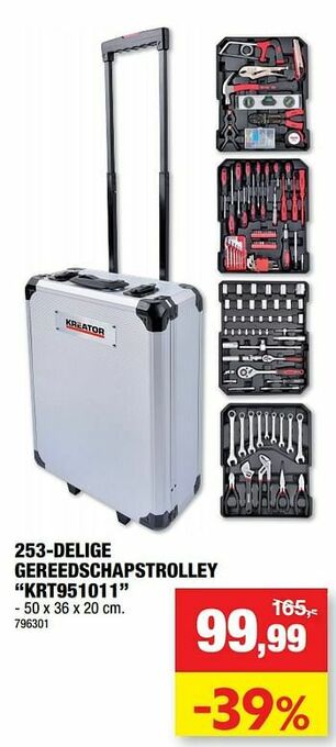 Hubo 253-delige gereedschapstrolley krt951011 aanbieding