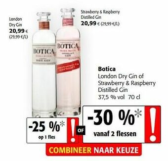 Botica london dry gin of strawberry + raspberry distilled gin