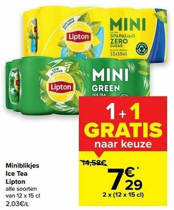 Carrefour Market Miniblikjes ice tea lipton aanbieding