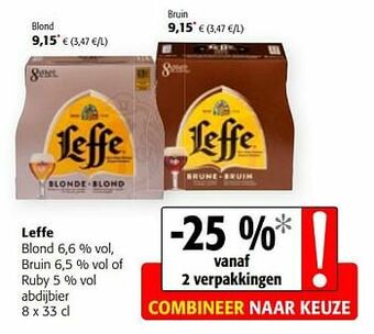 Colruyt Leffe blond bruin of ruby abdijbier aanbieding