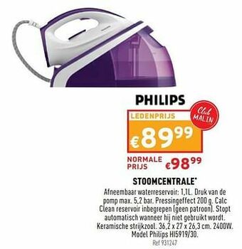 Trafic Stoomcentrale philips hi5919-30 aanbieding