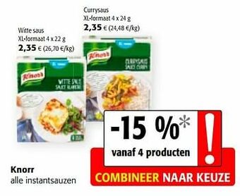 Colruyt Knorr alle instantsauzen aanbieding
