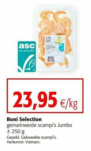 Colruyt Boni selection gemarineerde scampi’s jumbo aanbieding