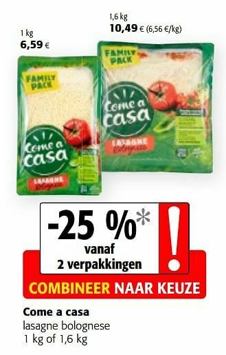 Colruyt Come a casa lasagne bolognese aanbieding