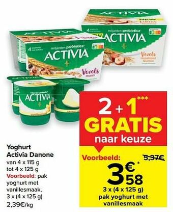 Carrefour Pak yoghurt met vanillesmaak aanbieding