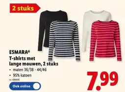 Lidl T-shirts met lange mouwen, 2 stuks aanbieding