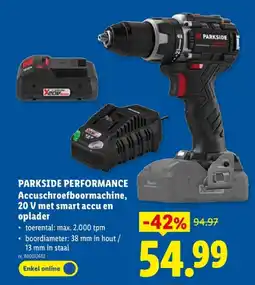 Lidl Accuschroefboormachine, 20 V met smart accu en oplader aanbieding