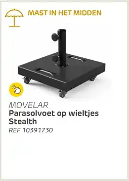 Brico Movelar parasolvoet op wieltjes stealth aanbieding